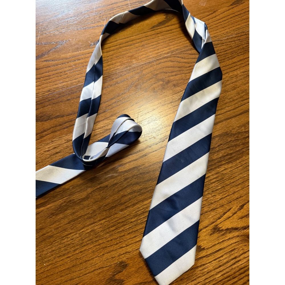 Puccini Men Navy Blue White Diagonal Striped Necktie Classic Formal Business Tie